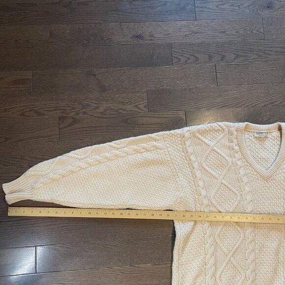 Cashmeres, Etc. 100 % Pure Cashmere sweater Over sized Large, cable knit ivory - Picture 3 of 8